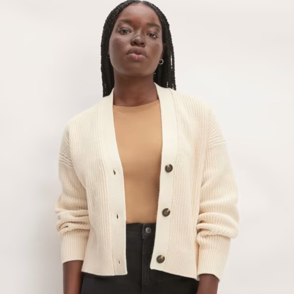 everlane texture cotton cardigan